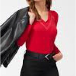 Chico’s Studded Detail V-neck Tee NEW!